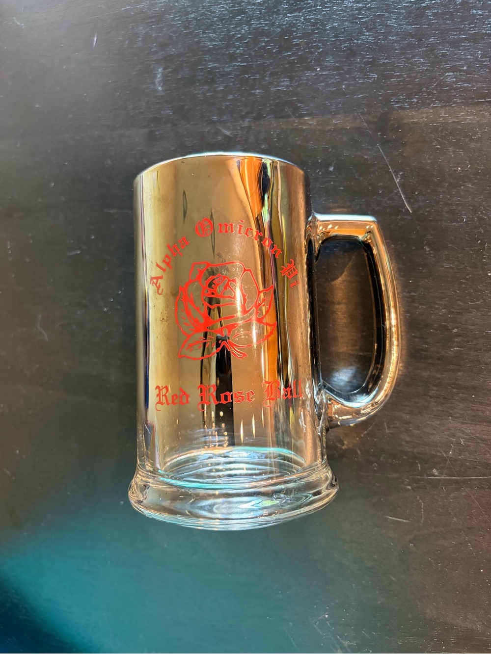 Alpha Omicron Pi Red Rose Ball Glass Beer Mug
